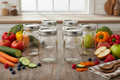 Six Mason Jars with Fresh Produce - Updated